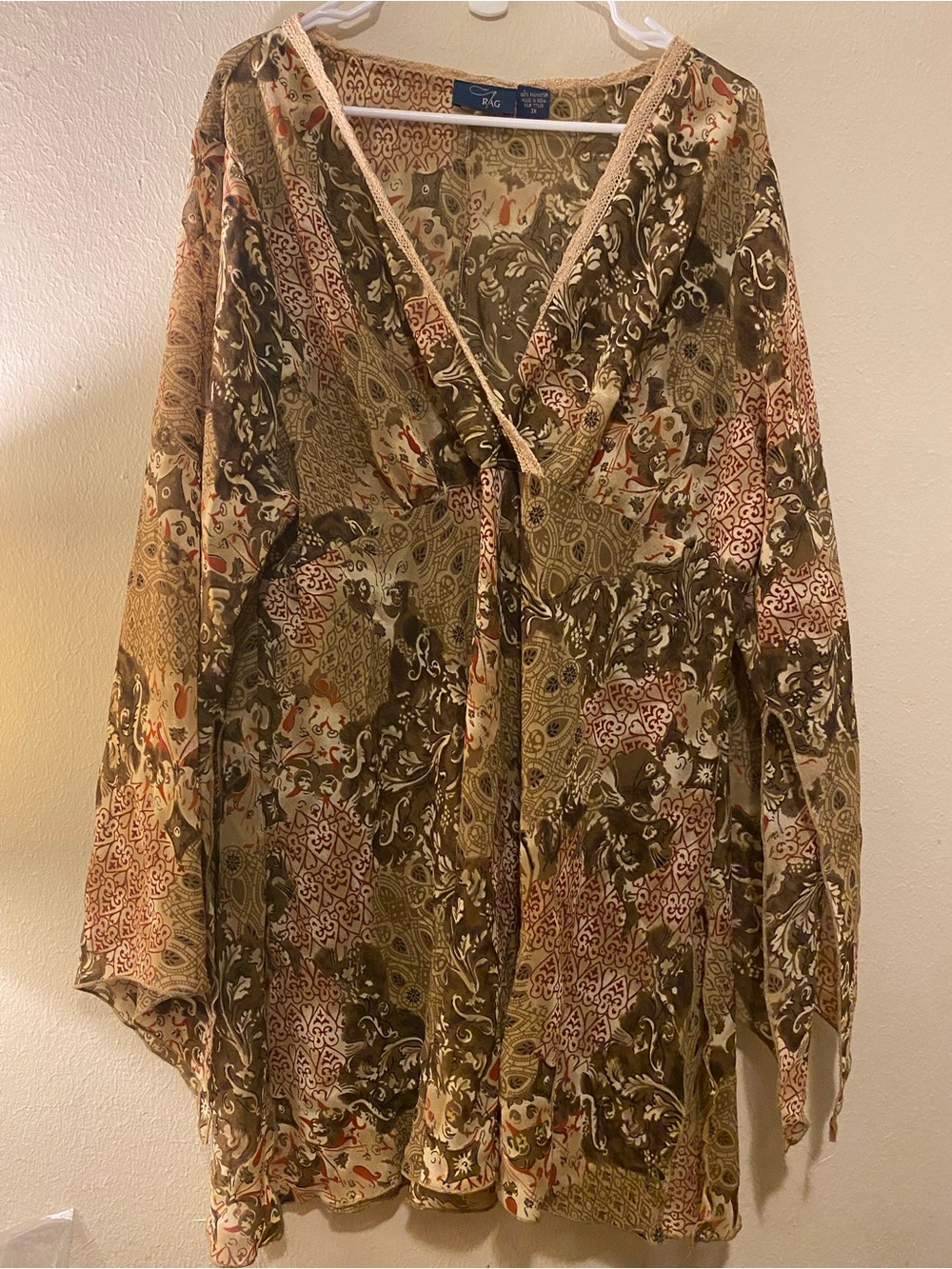 Women’s Rag Brand Boho Babydoll Long Sleeved Dress Sz3X Plus Festival Y2K